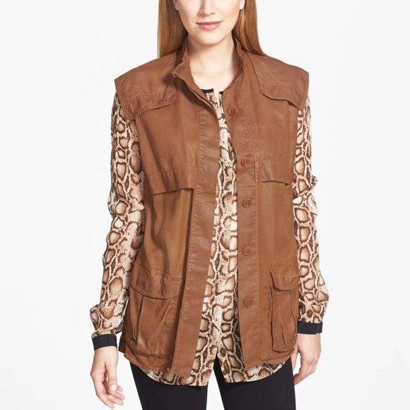 NWOT: RACHEL ROY Twill Utility Vest, Saddle, S - Picture 1 of 7